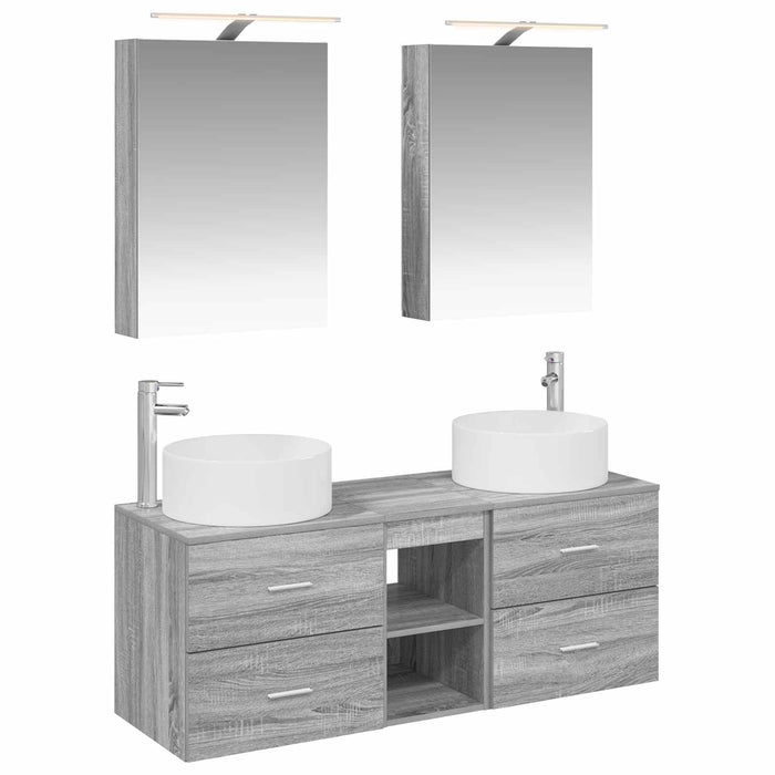 Set de mobilier pentru baie 5 pcs Sonoma gri WALTI