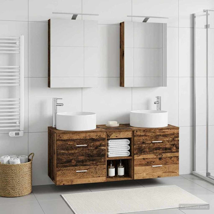 Set de mobilier pentru baie 5 pcs Lemn vechi WALTI