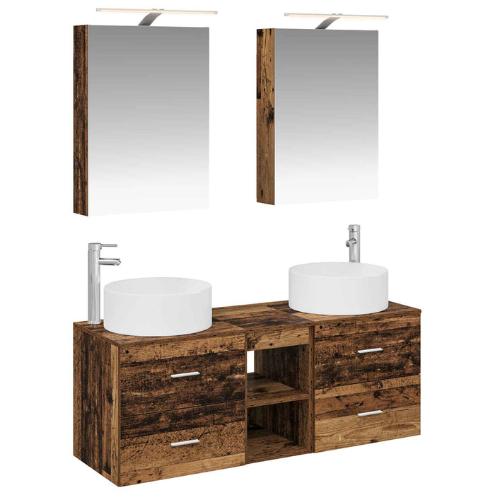 Set de mobilier pentru baie 5 pcs Lemn vechi WALTI
