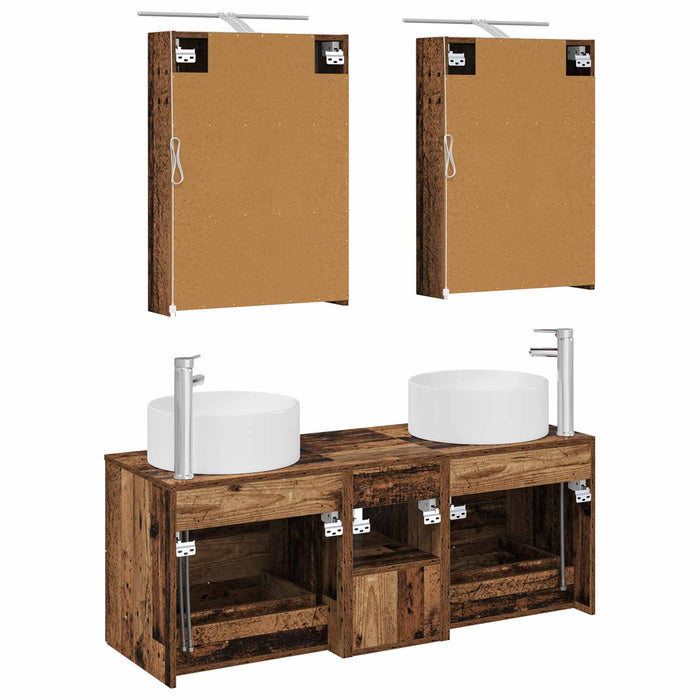 Set de mobilier pentru baie 5 pcs Lemn vechi WALTI