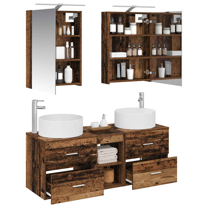 Set de mobilier pentru baie 5 pcs Lemn vechi WALTI