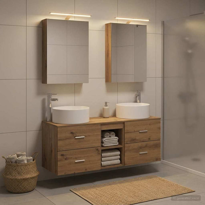Set de mobilier pentru baie 5 buc. Stejar Artizanal WALTI