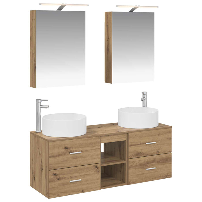 Set de mobilier pentru baie 5 pcs Stejar Artizanal WALTI