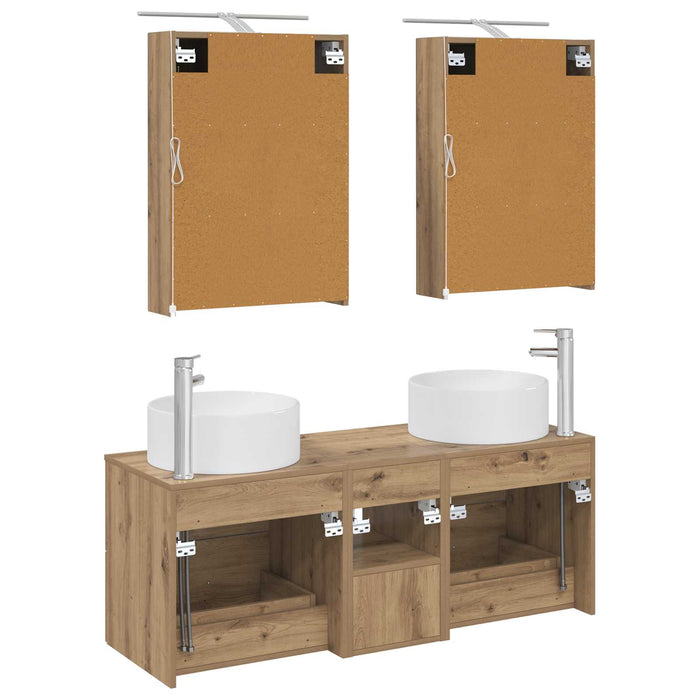 Set de mobilier pentru baie 5 pcs Stejar Artizanal WALTI