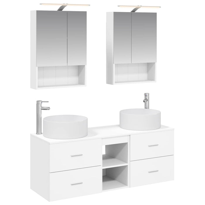 Set de mobilier pentru baie 5 pcs Alb Lemn prelucrat și sticlă WALTI