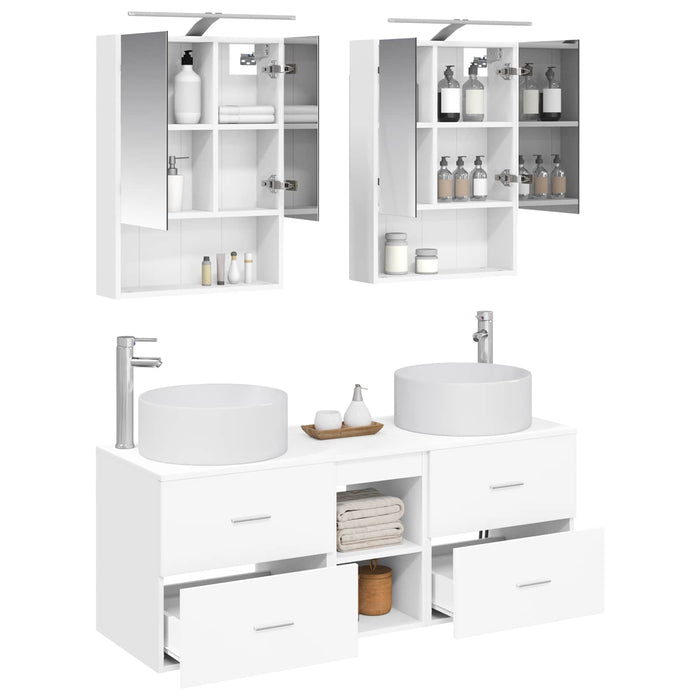 Set de mobilier pentru baie 5 pcs Alb Lemn prelucrat și sticlă WALTI