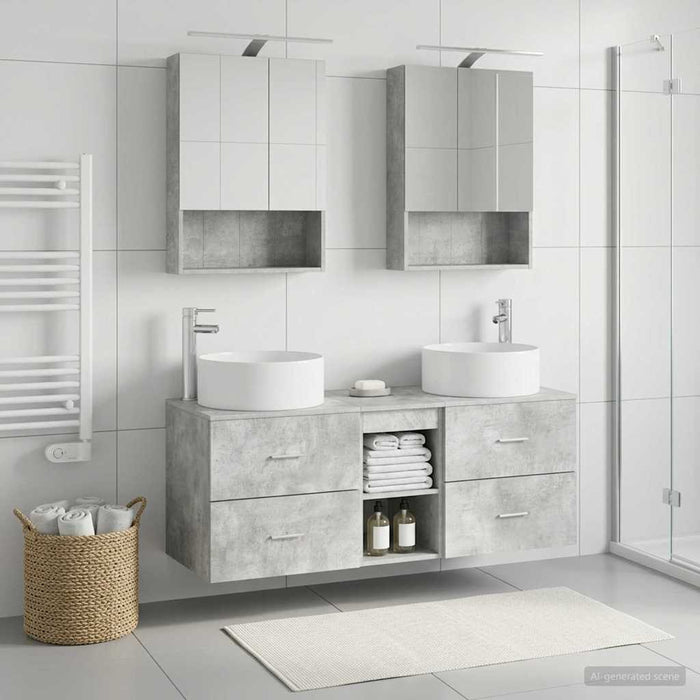 Set de mobilier pentru baie 5 pcs Gri Beton WALTI