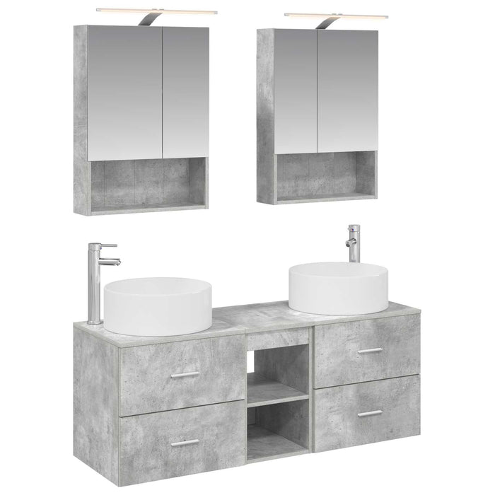 Set de mobilier pentru baie 5 pcs Gri Beton WALTI