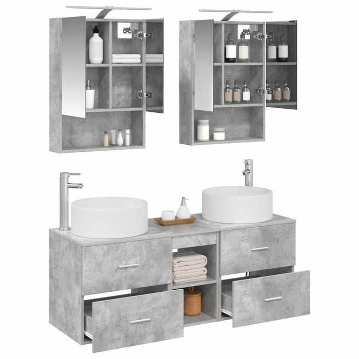 Set de mobilier pentru baie 5 pcs Gri Beton WALTI