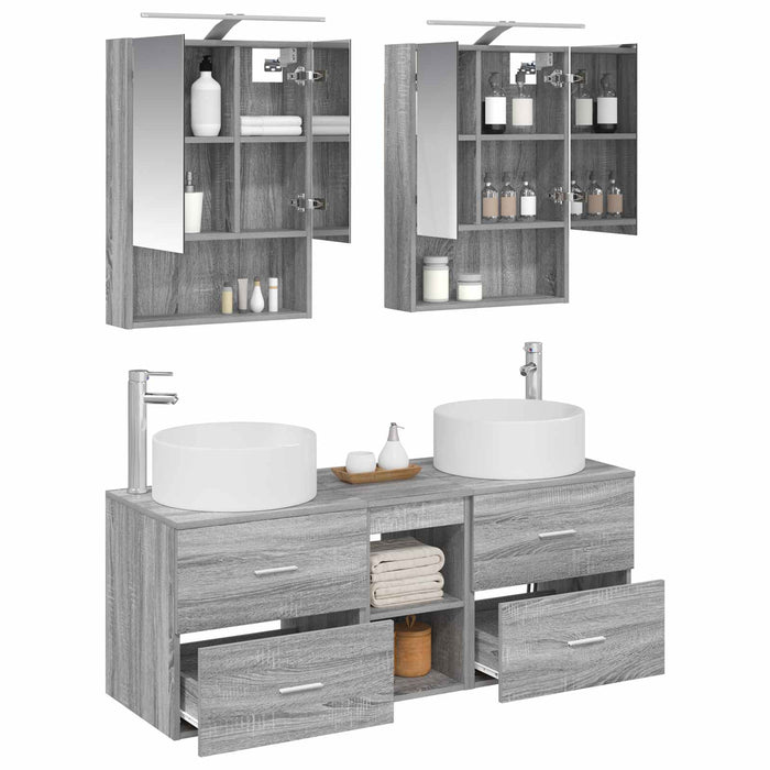 Set de mobilier pentru baie 5 pcs Sonoma gri WALTI