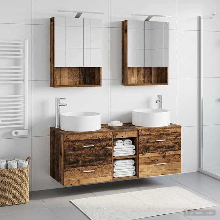 Set de mobilier pentru baie 5 pcs Lemn vechi WALTI