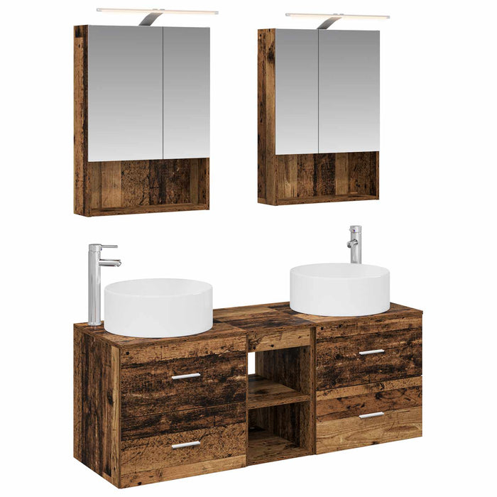 Set de mobilier pentru baie 5 pcs Lemn vechi WALTI