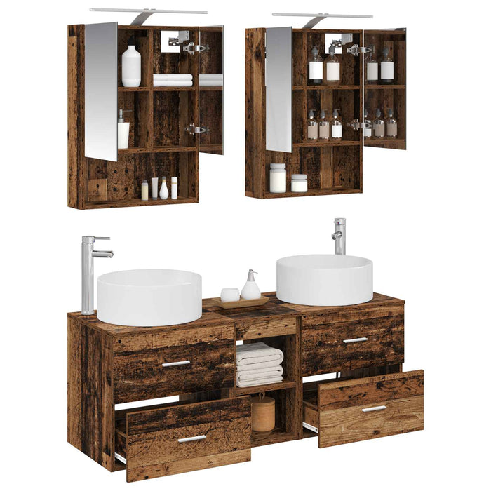 Set de mobilier pentru baie 5 pcs Lemn vechi WALTI