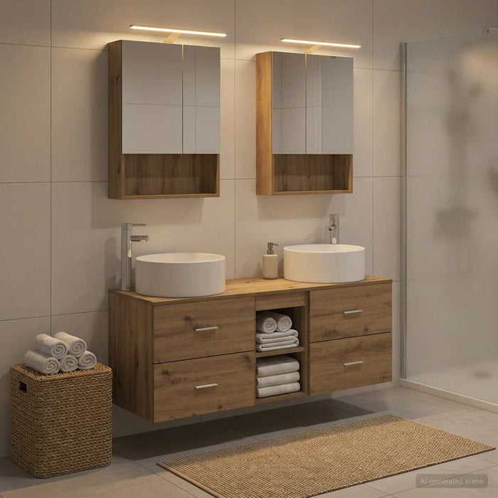 Set de mobilier pentru baie 5 buc. Stejar Artizanal WALTI