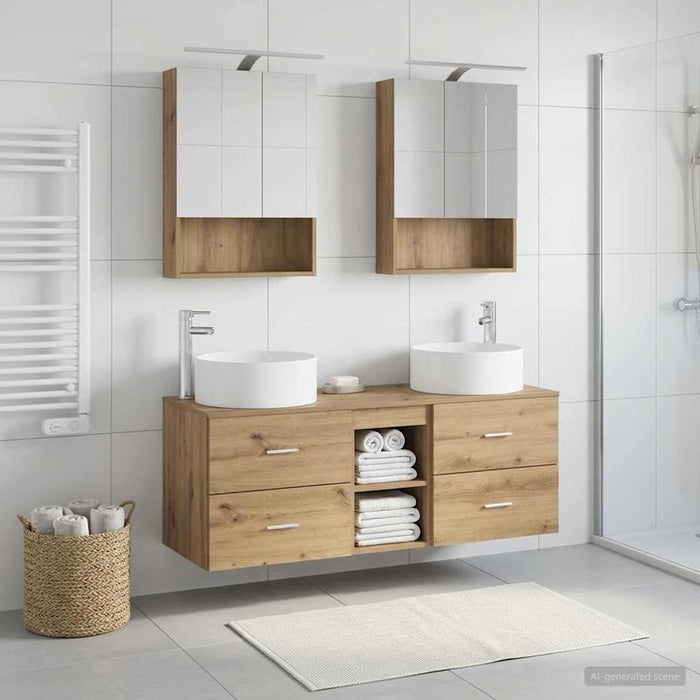 Set de mobilier pentru baie 5 buc. Stejar Artizanal WALTI