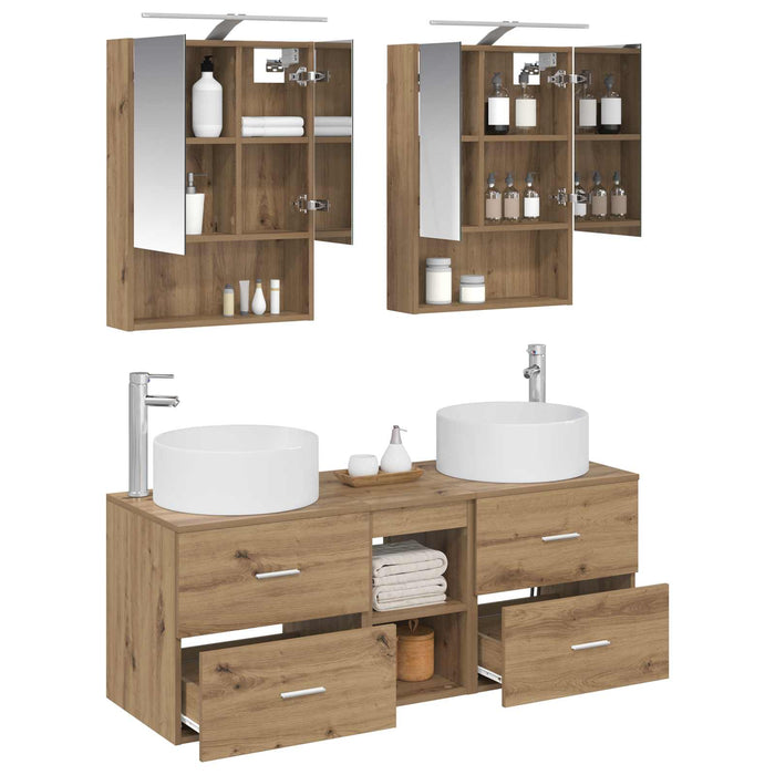 Set de mobilier pentru baie 5 pcs Stejar Artizanal WALTI
