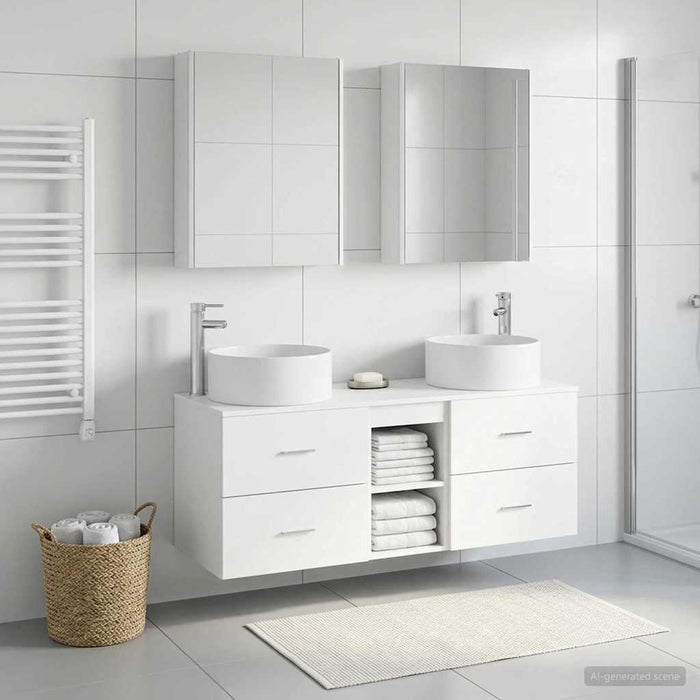 Set de mobilier pentru baie 5 buc. Alb Lemn prelucrat și sticlă WALTI