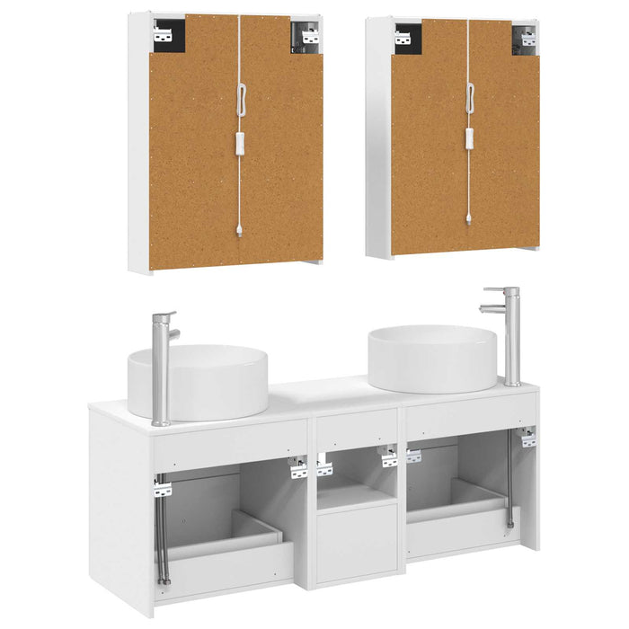 Set de mobilier pentru baie 5 pcs Alb Lemn prelucrat și sticlă WALTI