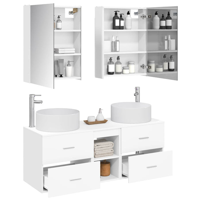 Set de mobilier pentru baie 5 pcs Alb Lemn prelucrat și sticlă WALTI