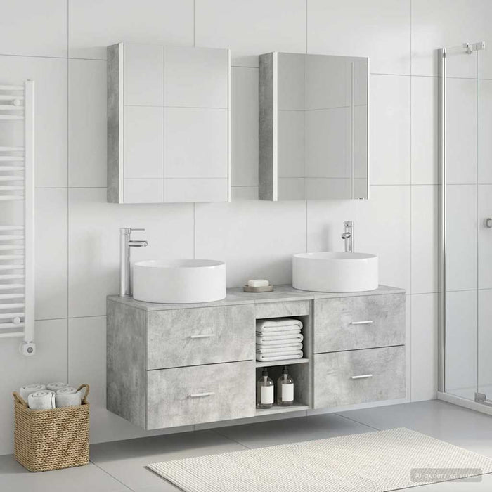Set de mobilier pentru baie 5 pcs Gri Beton WALTI