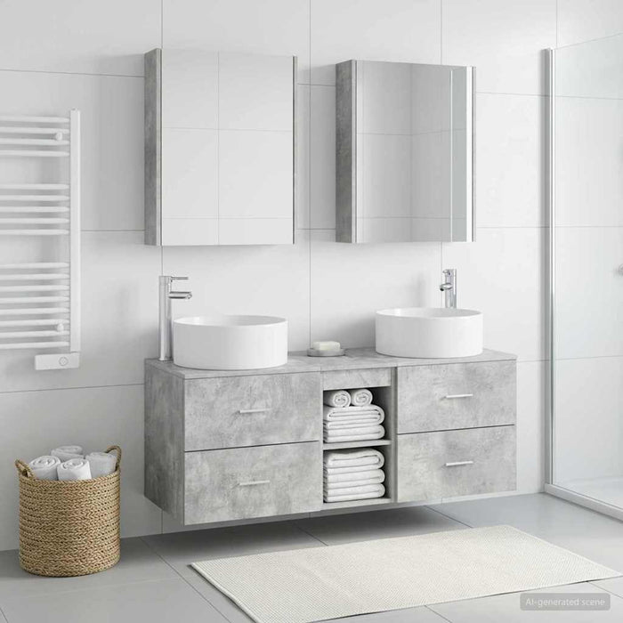 Set de mobilier pentru baie 5 buc. Gri Beton WALTI