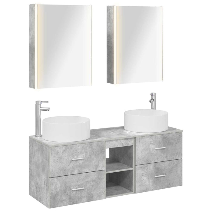 Set de mobilier pentru baie 5 pcs Gri Beton WALTI
