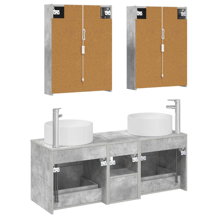 Set de mobilier pentru baie 5 pcs Gri Beton WALTI