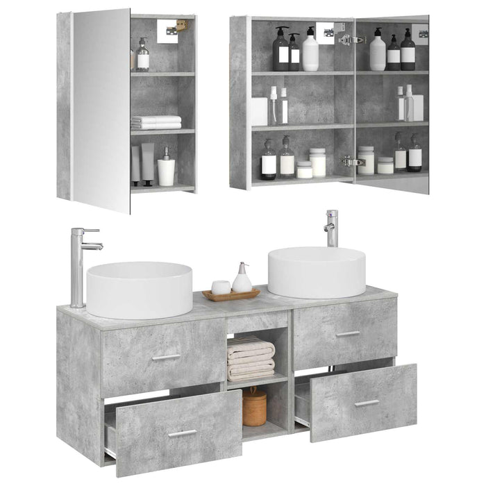 Set de mobilier pentru baie 5 pcs Gri Beton WALTI