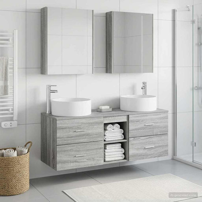 Set de mobilier pentru baie 5 pcs Sonoma gri WALTI