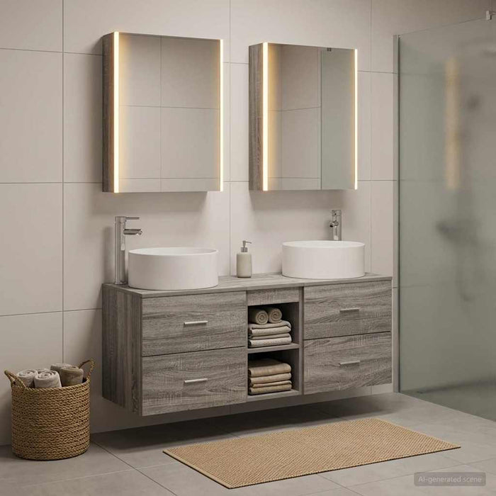 Set de mobilier pentru baie 5 pcs Sonoma gri WALTI
