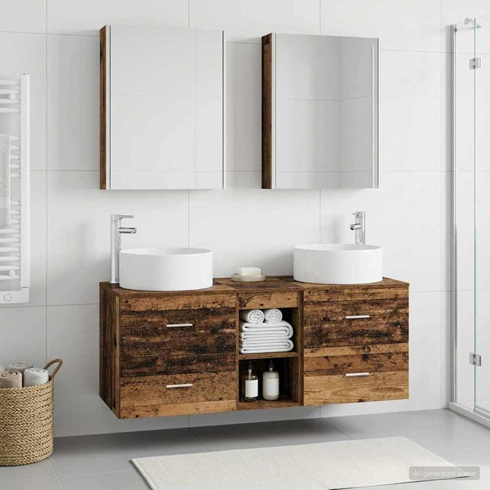 Set de mobilier pentru baie 5 pcs Lemn vechi WALTI