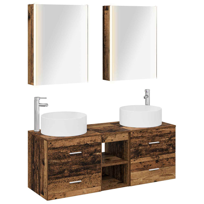 Set de mobilier pentru baie 5 pcs Lemn vechi WALTI