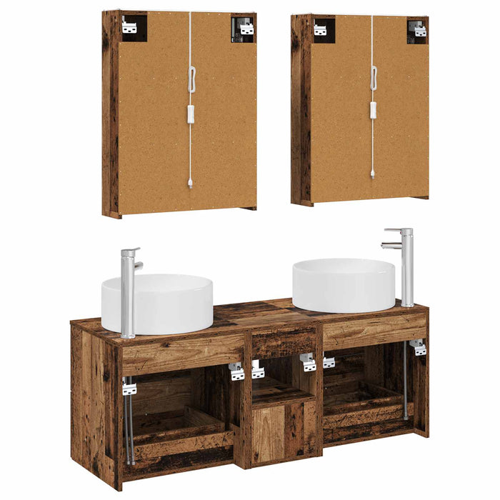 Set de mobilier pentru baie 5 pcs Lemn vechi WALTI