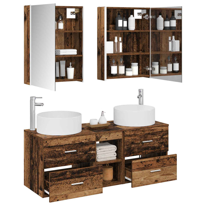 Set de mobilier pentru baie 5 pcs Lemn vechi WALTI