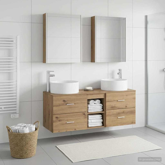 Set de mobilier pentru baie 5 pcs Stejar Artizanal WALTI