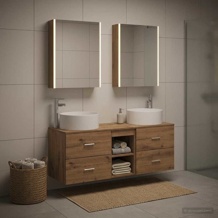 Set de mobilier pentru baie 5 pcs Stejar Artizanal WALTI
