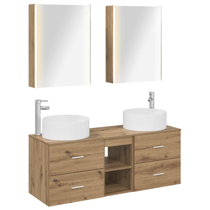 Set de mobilier pentru baie 5 pcs Stejar Artizanal WALTI