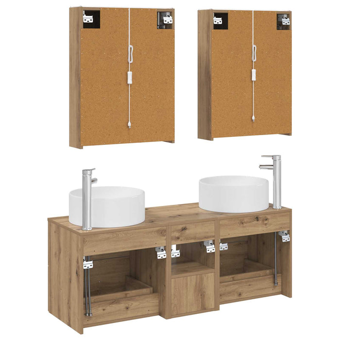 Set de mobilier pentru baie 5 pcs Stejar Artizanal WALTI