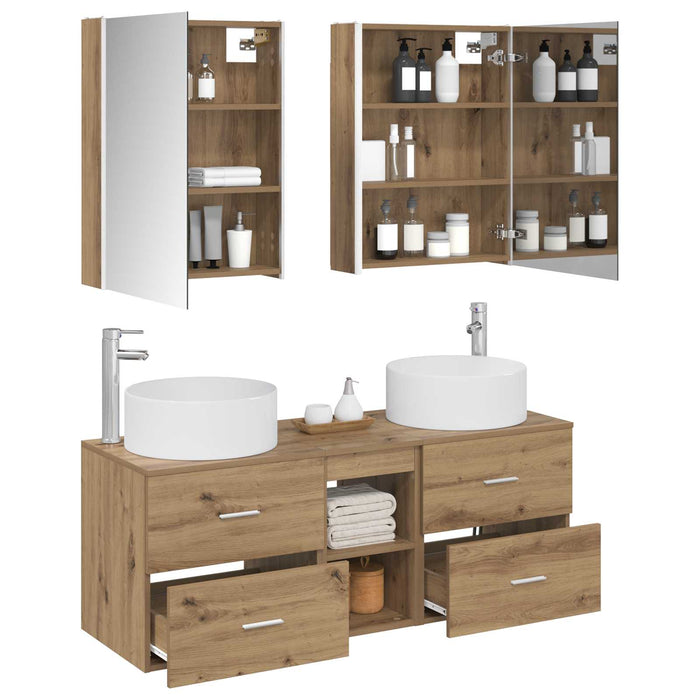 Set de mobilier pentru baie 5 pcs Stejar Artizanal WALTI