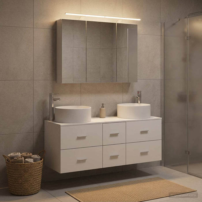 Set de mobilier pentru baie 4 pcs Alb Lemn prelucrat și sticlă WALTI