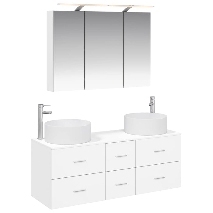 Set de mobilier pentru baie 4 pcs Alb Lemn prelucrat și sticlă WALTI