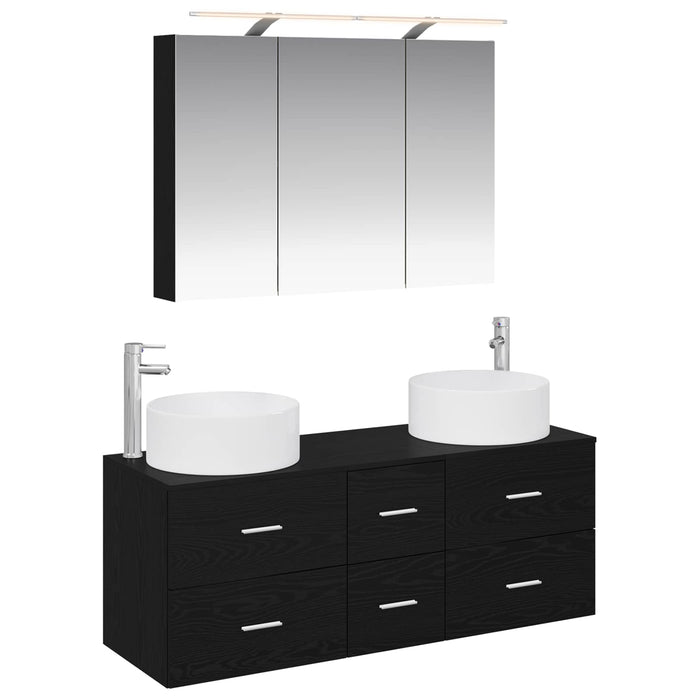 Set de mobilier pentru baie 4 pcs Stejar Negru WALTI