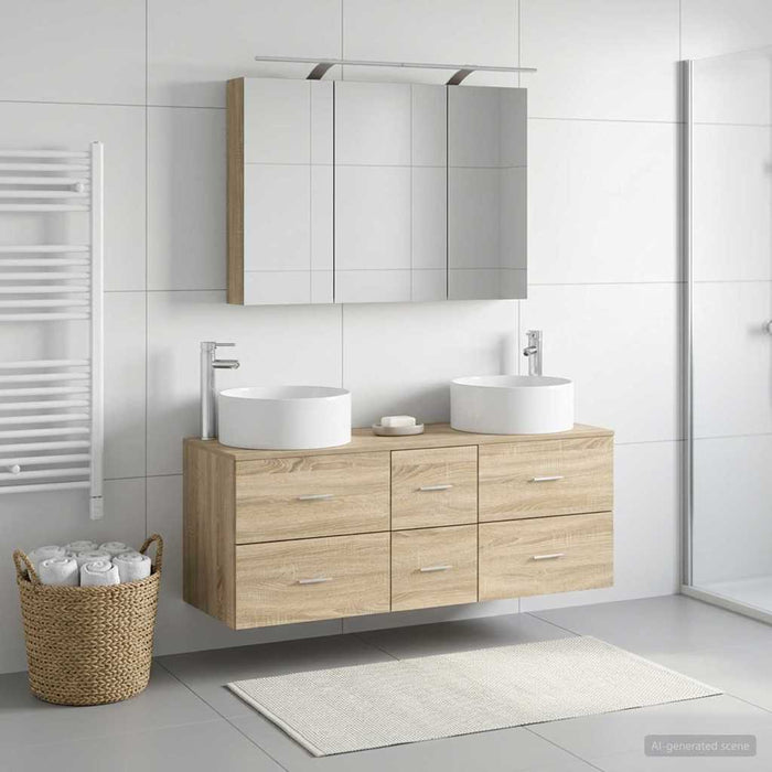 Set de mobilier pentru baie 4 pcs Stejar Sonoma WALTI