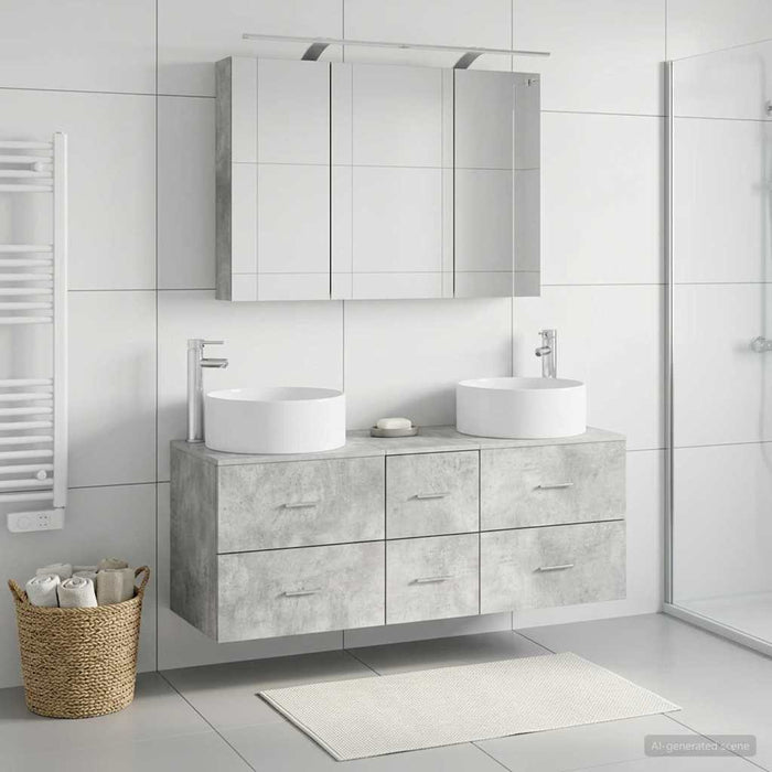 Set de mobilier pentru baie 4 buc. Gri Beton WALTI