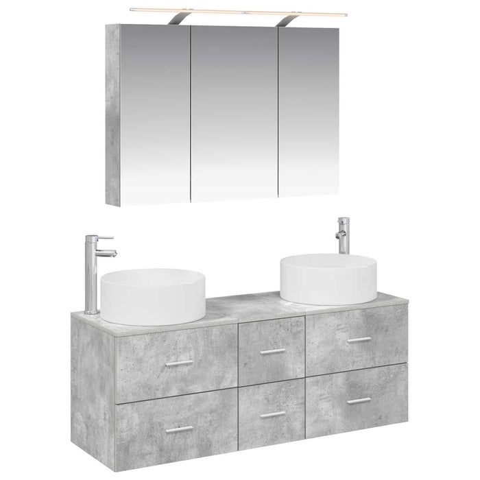 Set de mobilier pentru baie 4 pcs Gri Beton WALTI