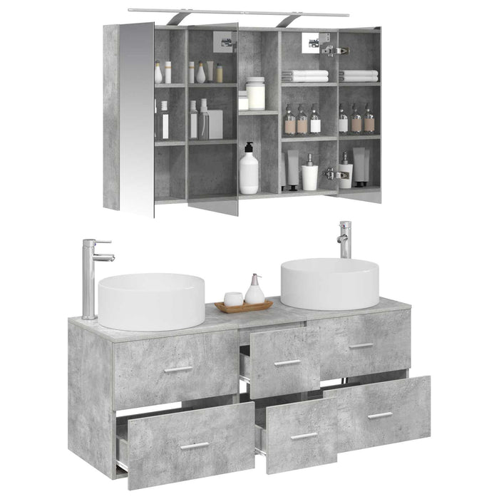 Set de mobilier pentru baie 4 pcs Gri Beton WALTI