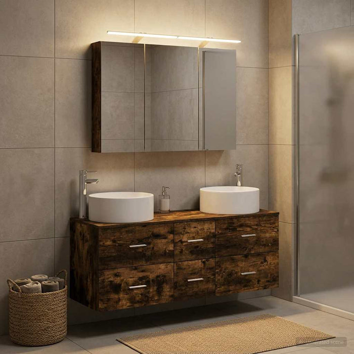 Set de mobilier pentru baie 4 buc. Stejar fumuriu WALTI