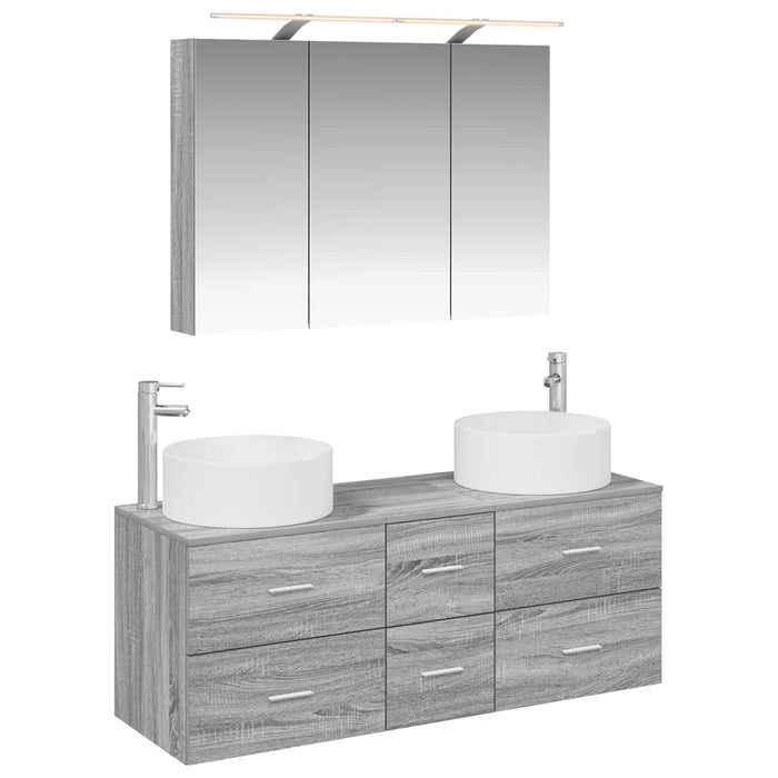 Set de mobilier pentru baie 4 pcs Sonoma gri WALTI