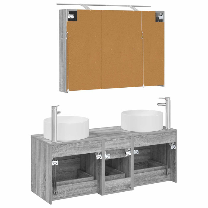 Set de mobilier pentru baie 4 pcs Sonoma gri WALTI