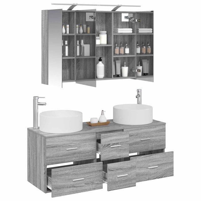 Set de mobilier pentru baie 4 pcs Sonoma gri WALTI
